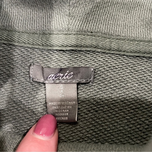 Aerie Green Turtle Neck Oversized Sweatshirt - Picture 5 of 11